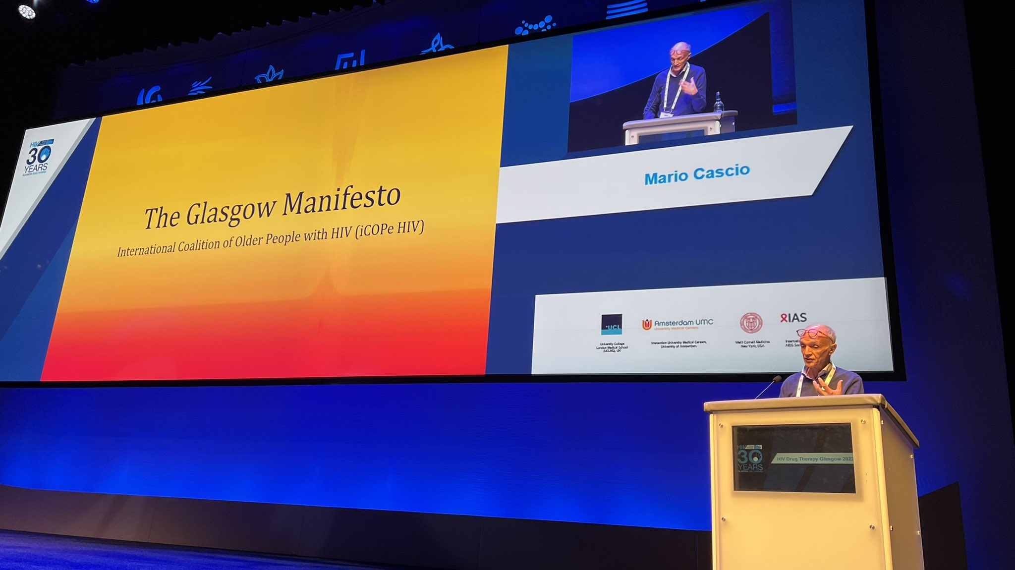 Realize partner, Mario Cascio of the European AIDS Treatment Group (EATG) presents the Glasgow Manifesto on October 26, 2022